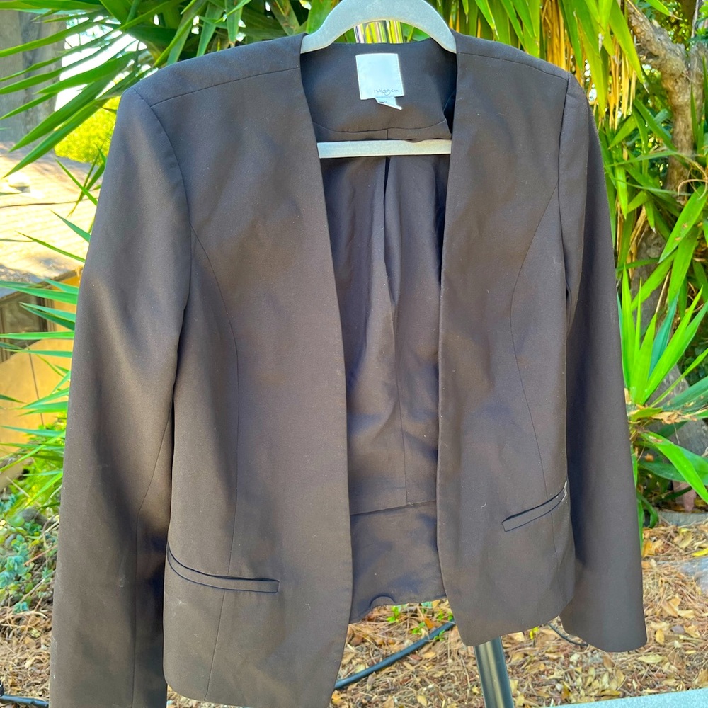 Mural Womens Black Classic Polyester Long Sleeve Open Front Blazer Sz Medium